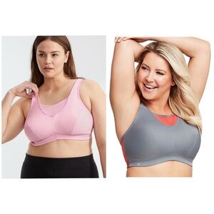 2 Glamorise Sports Bras 38H Set Bundle Plus Size No Bounce Wire-free Sport Bra